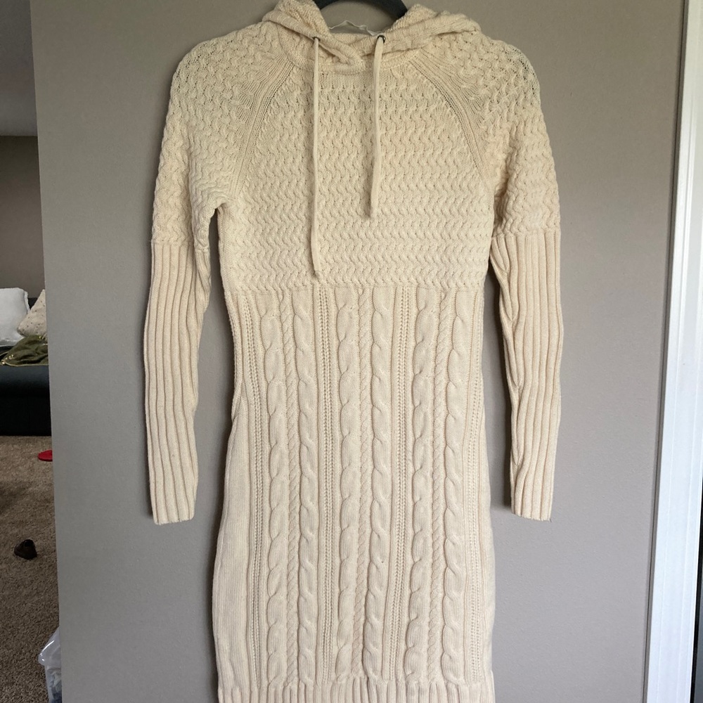 Athleta Cream Cable Knit Dress